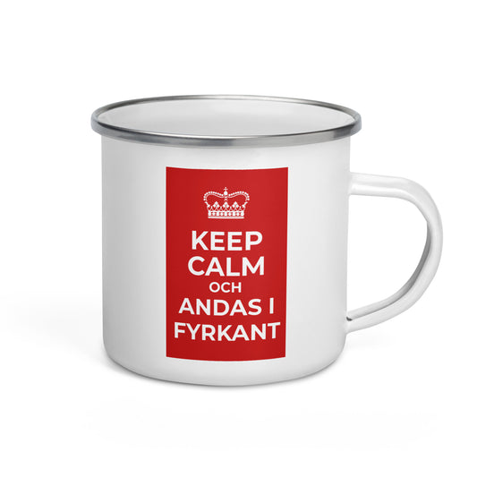 Keep calm och andas i fyrkant - Emaljmugg