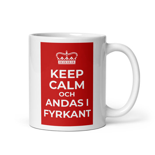 Keep calm och andas i fyrkant - Keramikmugg